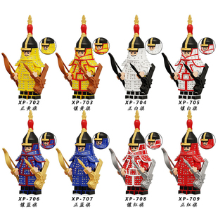 KT1095中古清朝军黄白红八旗御前侍卫士兵第三方拼装 积木人仔玩具