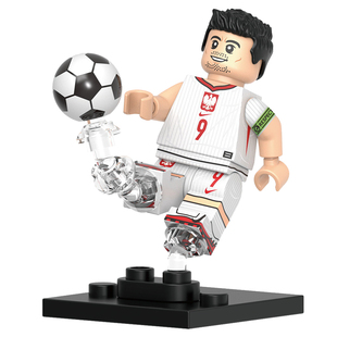 世界杯GH0638莱万多夫斯基足球波兰第三方儿童人仔拼装积木玩具