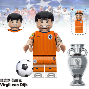 足球明星TV7055维吉尔范戴克第三方儿童男孩益智人仔拼装 积木玩具