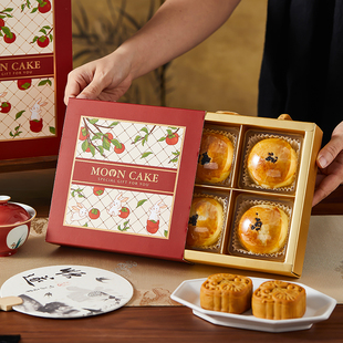 2025蛋黄酥包装盒4/六粒高档月饼礼盒中秋送礼冰皮流心空盒子定制