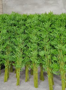 仿真竹子室内装饰绿植隔断屏风假竹子挡墙造景竹盆栽加密仿真毛竹