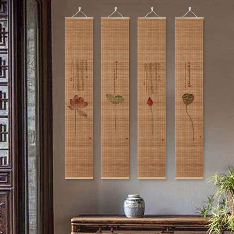 中式书房禅意茶室背景古风卷轴