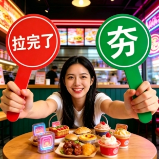 对错举手牌mini扇子夯拉举手牌美食测评牌自媒体拍照道具亲子游戏