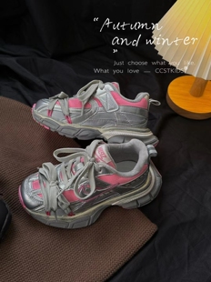 冬季韩版潮牌加绒亲子老爹鞋26-40码学生时尚运动鞋男童女童鞋新