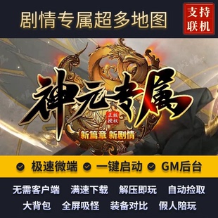 传奇单机版神元专属剧情单职业五行附灵假人GM后台微端可联网联机