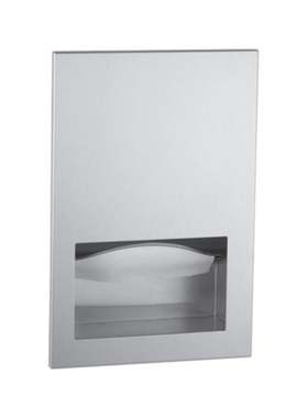 bobrick宝瑞科B-35903不锈钢嵌入式抽纸盒保必丽纸巾盒隐藏式