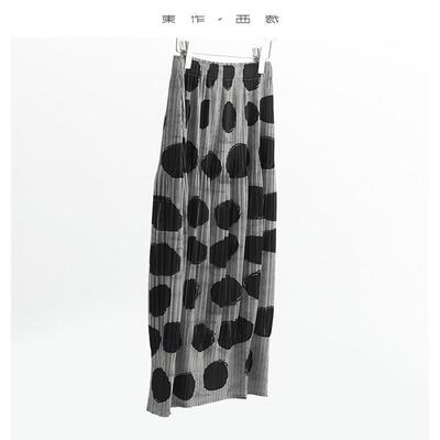 三zhai半裙~褶皱大波点花苞裙2026夏新款女装印花半身裙直筒百搭