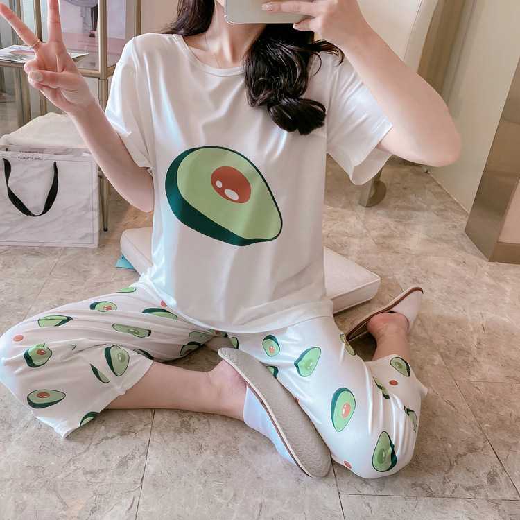 网红春夏季新款白雪公主睡衣女士短袖七分裤卡通家居服套装可外穿