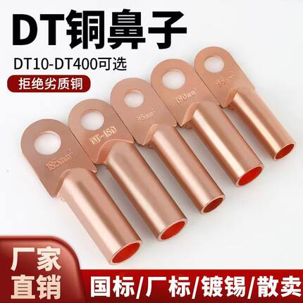 DT国标铜鼻子纯紫铜线鼻子线耳电缆铜接头95 120 150平方接线端子