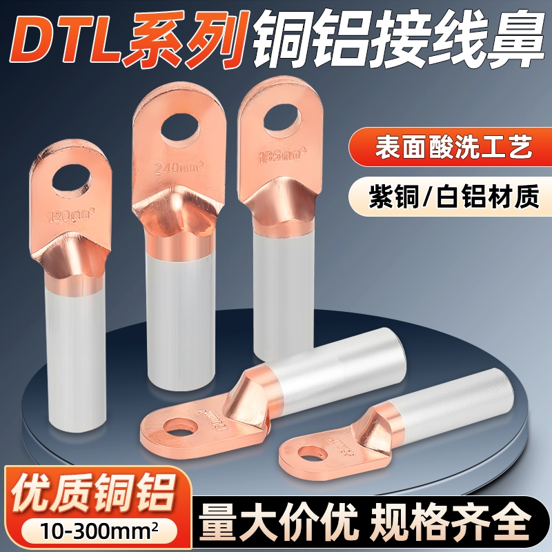 特制铜加长国标A级铜铝鼻子过渡接线端子DTL25 35 50平方线鼻子