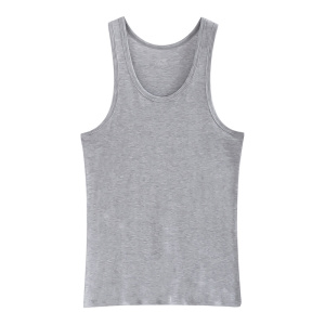 森鹅男士纯棉背心圆领中老年宽松大码加肥罗纹背心二股筋