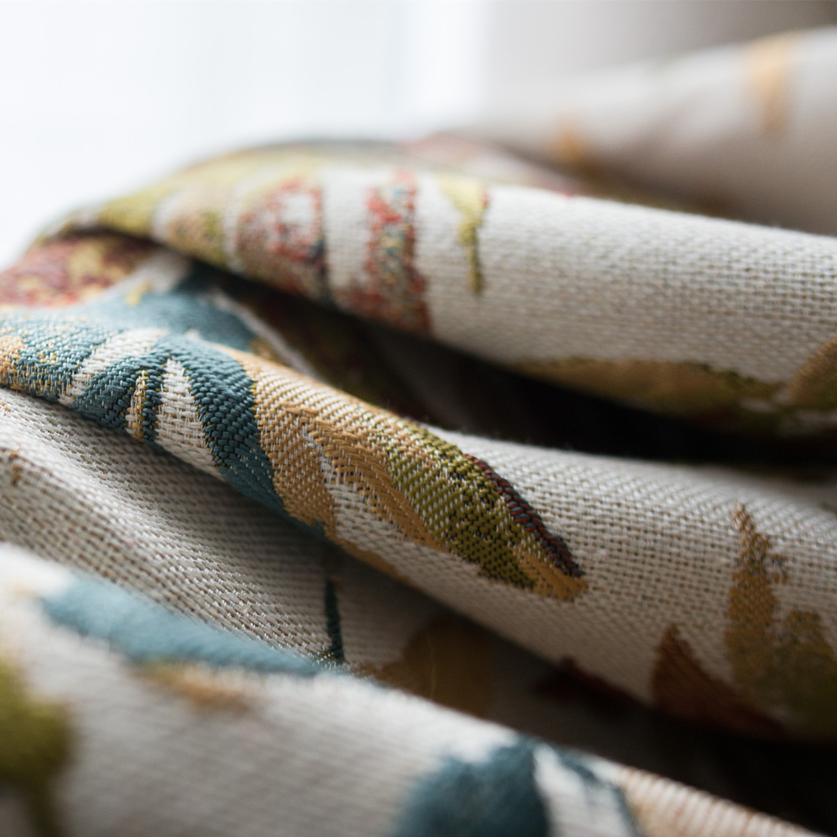 美式乡村棉麻质感提花遮光窗帘客厅卧室飘窗落地窗成品定制田园u.