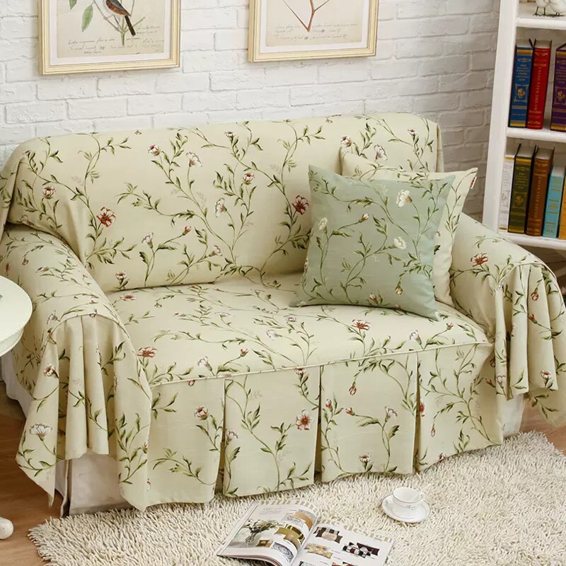 新品防猫抓美式花蔓沙发巾沙发套罩全盖布欧式四季通用可定制定做