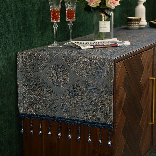 电视柜盖布边柜五l斗柜鞋柜盖巾桌布桌旗台布茶几布艺高精密轻奢