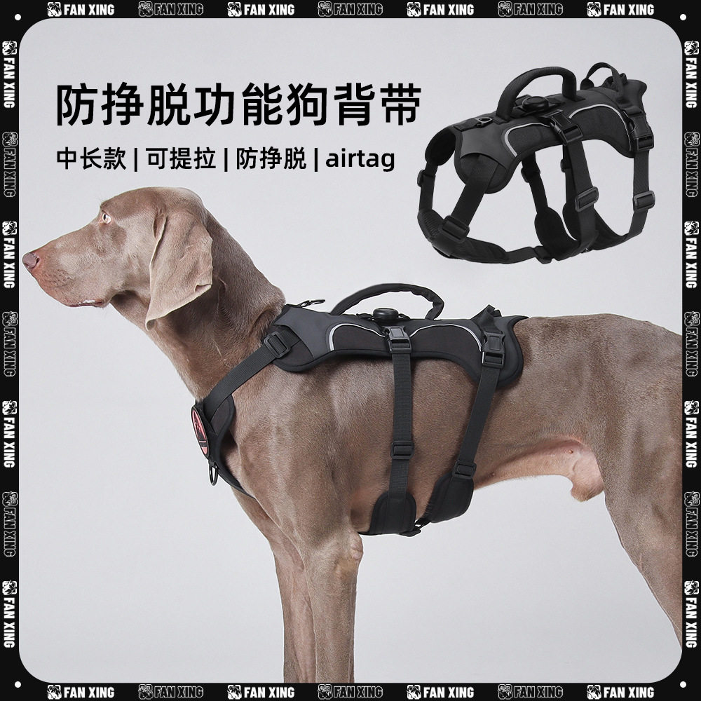 狗狗双H三段式防挣脱胸背带王字型胸背定位背心式中大型犬牵引绳