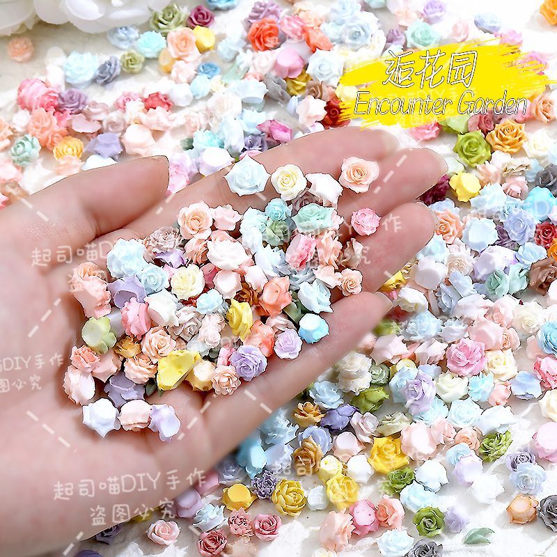 莫奈花园高定扎染软花蔷薇栀子山茶花蝴蝶大小混款美甲DIY材料