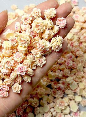 【洛可可】雾海扎染立体软花大小混玫瑰山茶手工DIY美甲手链素材