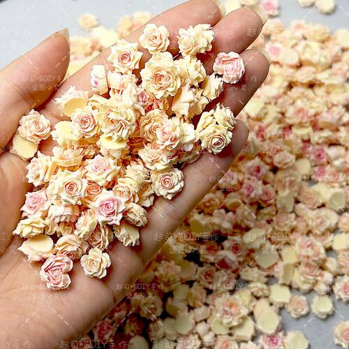【洛可可】雾海扎染立体软花大小混玫瑰山茶手工DIY美甲手链素材
