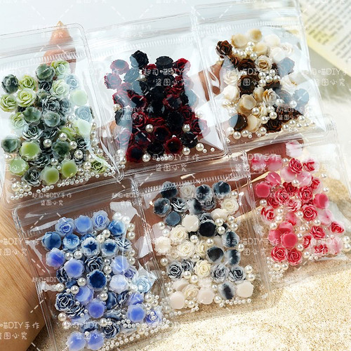【漫花小调】山茶玫瑰蔷薇栀子花混装美甲饰品DIY手工装饰流麻