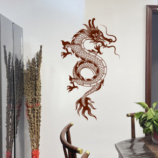 升龙图腾贴纸新中式古典元素玄关书房创意背景墙贴装饰画防水自粘