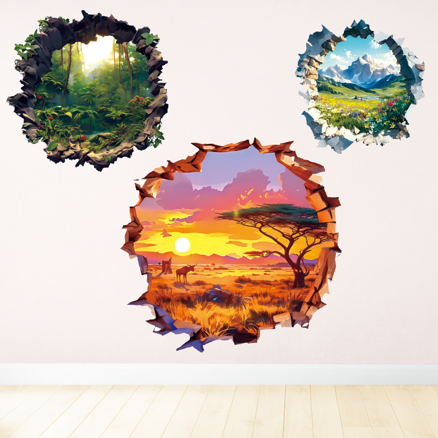 3D海边风景贴纸房间卧室玄关自粘防水装饰画电视墙壁纸墙贴画壁