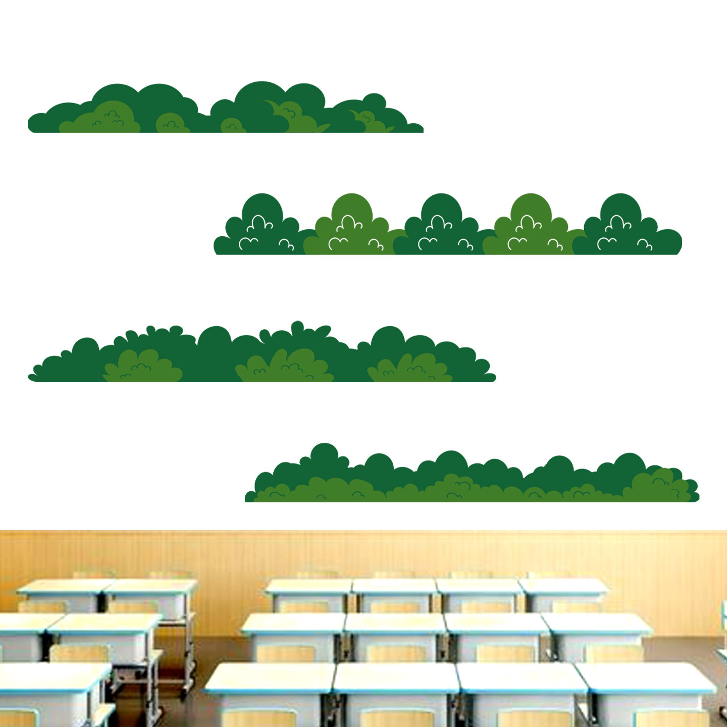 学校教室走廊草地黑板报绿草毛毡布植物花草边框装饰画文化墙贴纸,家居饰品,文化墙贴,淘宝优惠券,粉丝福利购,淘宝优惠卷