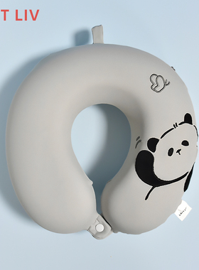 LATT LIV生活无忧花花熊猫记忆棉U型枕旅游便携坐车护颈枕头U形枕