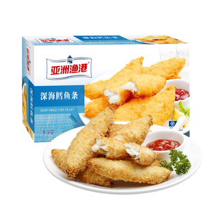 亚洲渔港深海鳕鱼条1080克36条1盒汉堡店西餐油炸铁板烧黑椒柳条