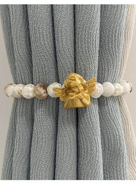 天河花边新简约法式小金人窗帘磁扣免打孔绑带收拢束挂球吹笛天使