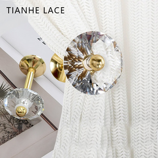 天河花边轻奢高档黄铜水晶挂钩墙钩子玻璃金属直杆壁钩装饰绑带厂