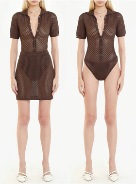 外贸原单RUV*E - ZUKY Bodysuit美式短袖针织紧身性感显瘦连体衣