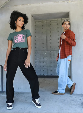 外贸原单Emp*yre灯芯绒滑板直筒裤男女同款阔腿裤长裤加长B8 2110