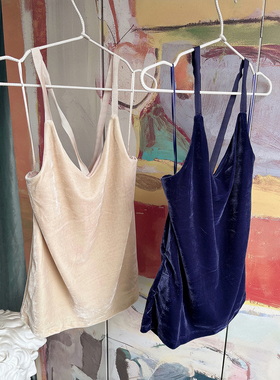 外贸原单Dyn*amite美背金丝绒吊带背心复古港味性感抹胸内搭背心