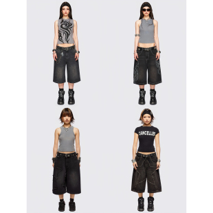 A18 外贸原单MIN 四款 直筒阔腿宽松中裤 2802 GA重磅质感牛仔短裤