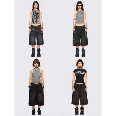 重磅直筒阔腿宽松中裤