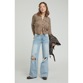 外贸原单Pac 大标 Sun Casey中号靛蓝膝盖破洞低腰宽松牛仔裤