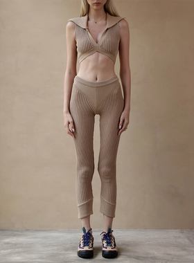 外贸原单RUV*E  LOOM针织裤 大束脚小脚裤铅笔裤紧身修身包臀显瘦