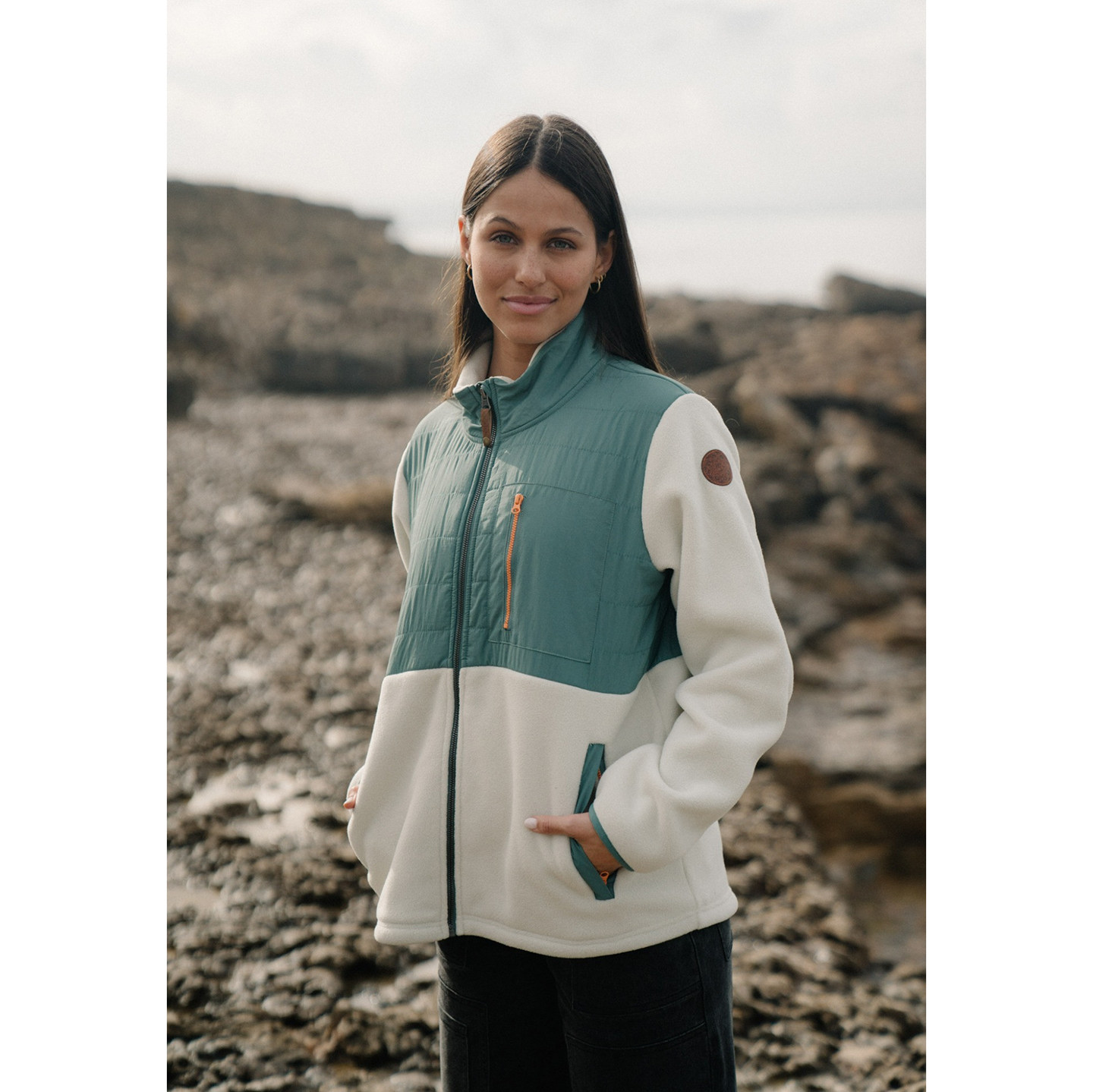 拼色休闲抓绒运动衫外套