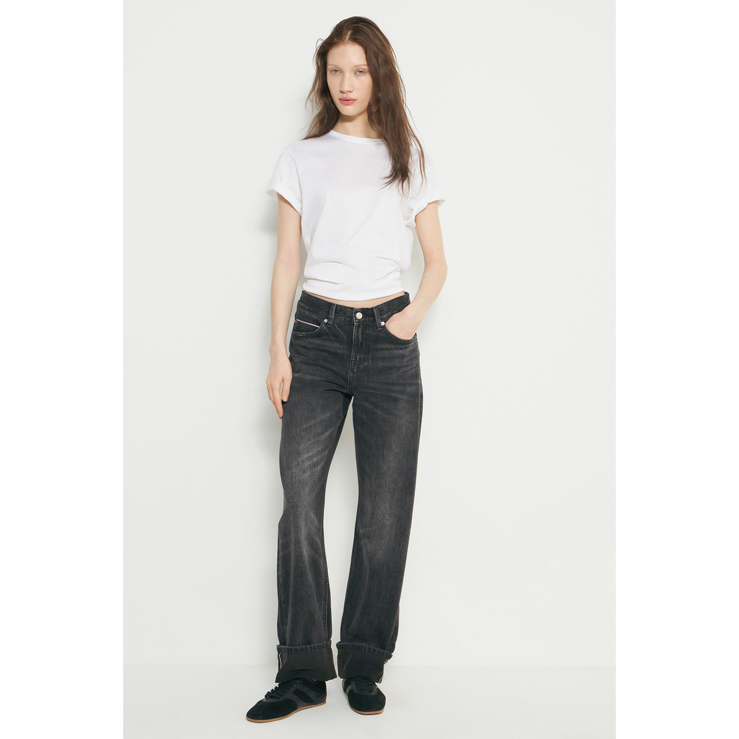 煮黑直筒赤耳宽松牛仔裤