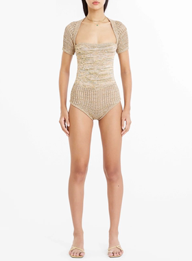 外贸原单RUV*E - ELBA Bodysuit欧美复古性感收腰针织紧身连体衣