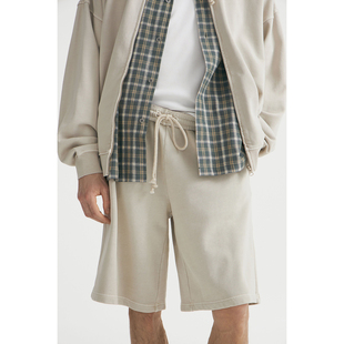 A13 2491 松紧腰抽绳五分直筒阔腿宽松短裤 俄罗斯lim出口外贸男款