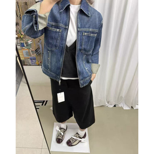 外贸原单Nor经典 1654 复古水洗双拉链宽松显瘦翻领牛仔夹克外套