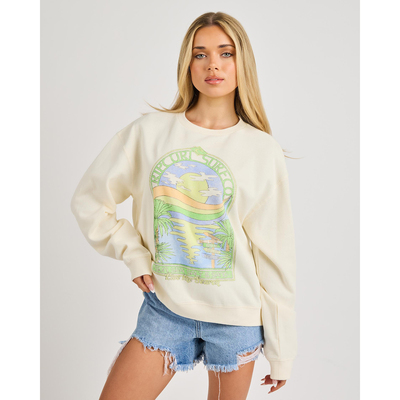 阳光海滩冲浪风宽松洗水圆领衫