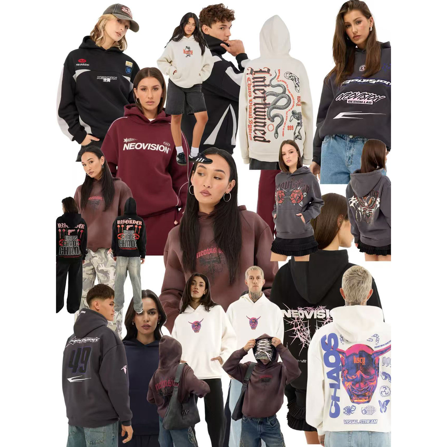 外贸原单 男女同款 Neo&KSC&Com等 街头潮流印花宽松慵懒长袖卫衣,男装,卫衣,淘宝优惠券,粉丝福利购,淘宝优惠卷