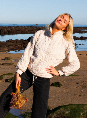 外贸原单Bil*labong半拉绒下摆抽绳抓绒泰迪熊羊羔绒外套 1884