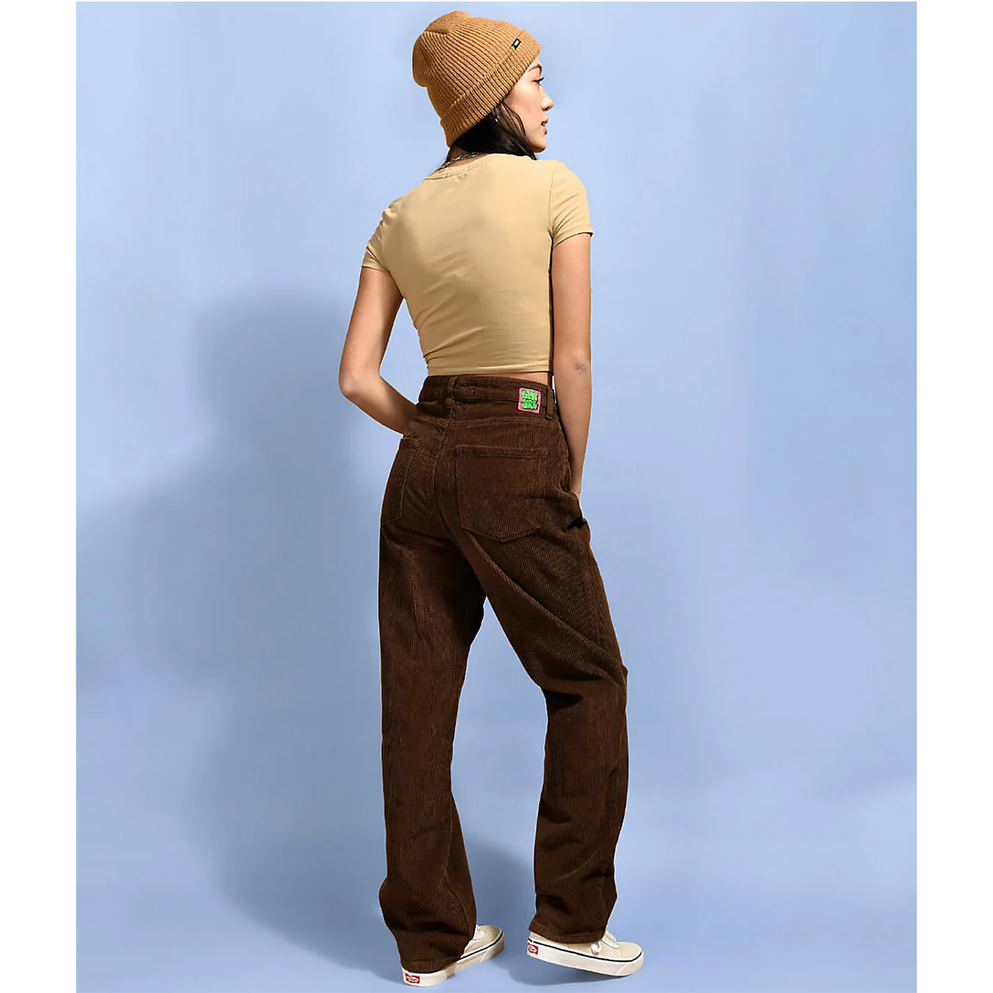 灯芯绒中高腰滑板裤直筒裤长裤