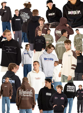 外贸原单 男款 Neo&KSC&Com等多款街头潮流印花宽松慵懒长袖卫衣