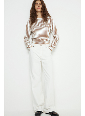 外贸原单LIM*E老钱风直筒阔腿牛仔裤松弛宽松明线高腰裤子C3 2312