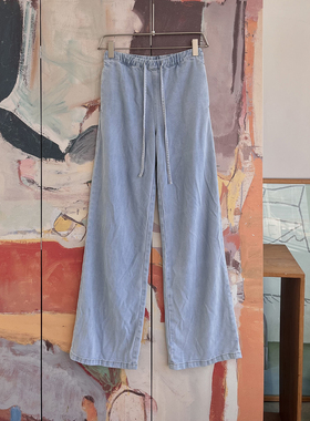 外贸原单LIM*E莱赛尔抽绳阔腿牛仔裤宽松休闲百搭直筒裤 A11 2258