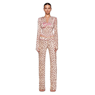 喇叭裤 GI@ 卫衣开衫 超弹力裸感 BLARE粉色豹纹套装 外贸原单I